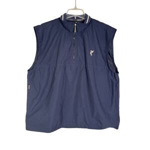 Ashworth Windbreaker Golf Vest Men's L Sleeveless Pockets V-neck Blue
